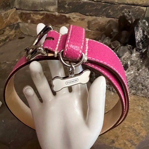 Coach Leather Dog Collar Pink Large New